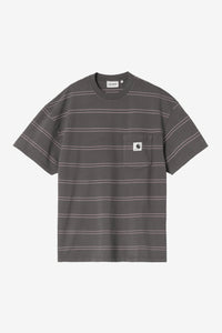 Bert Stripe, Graphite / Hortensia, Garment dyed